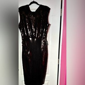 All Black Sequin dress with a little Rouging on right side with split